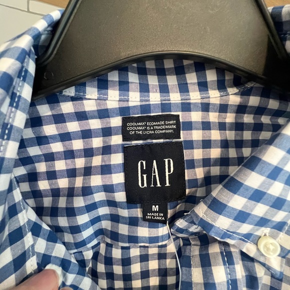 GAP Men’s Poplin Button Down Shirt in Untucked Fit. NWT! Blue Gingham. New. - Picture 10 of 10